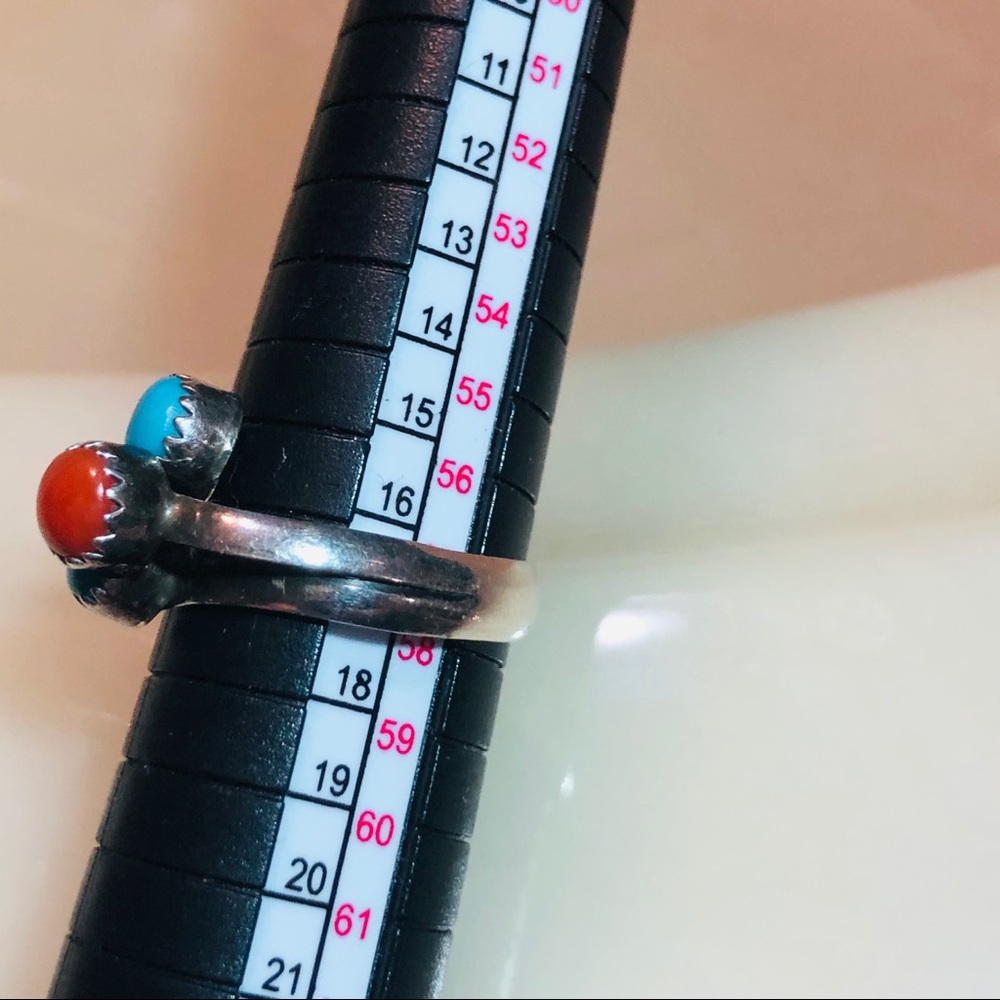 Lovely  Sterling Silver Turquoise&Coral Ring! - Picture 5 of 10